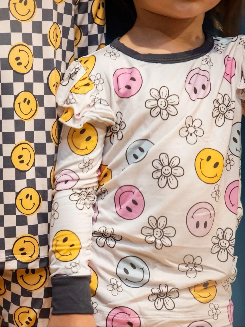 Kids White Smiley & Floral One-Piece Pajama
